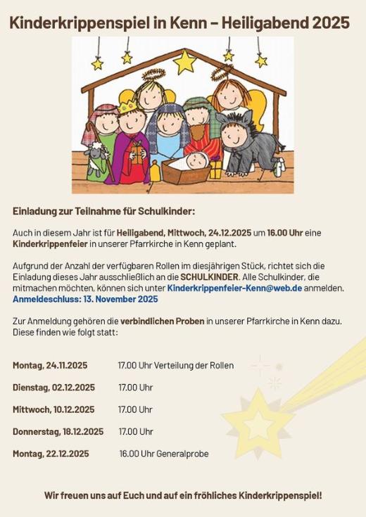 Kinderkriooenspiel in Kenn Heiligabend 2025
