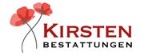 Logo von Kirsten Besattungen mit 2 roten gemalten Mohnblumen