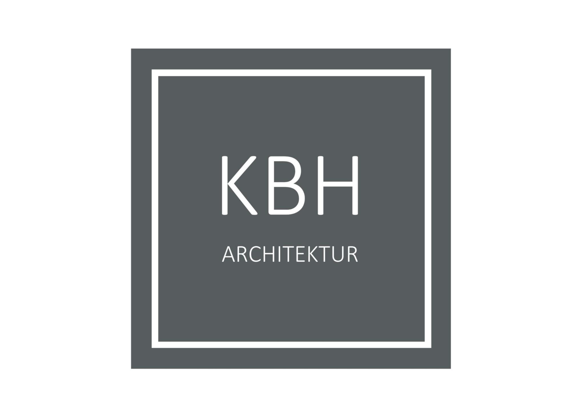 Logo quadratisch mit KBH Architektur weiß auf grauem Hintergrund