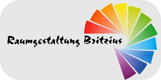 Logo mit Farbpalette und schwarzer Schriftzug Raumgestaltung Britzius