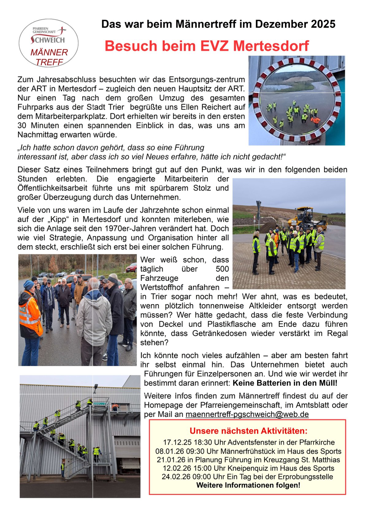 Männertreff - Bericht Dezember