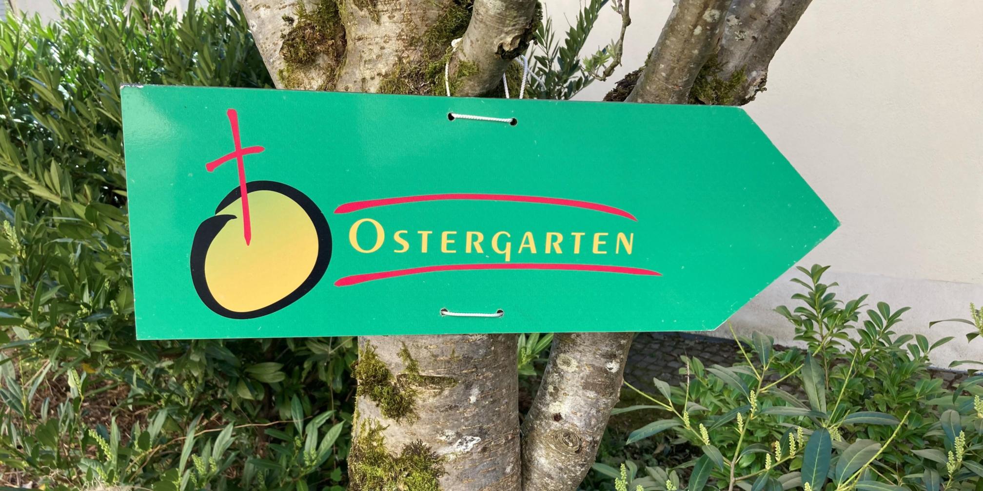 Ostergarten Hinweisschild